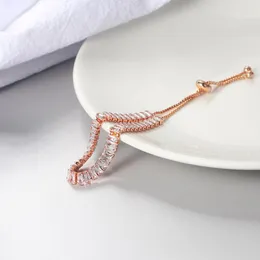 Braccialetti con ciondoli Bracciale con zirconi quadrati in cristallo regolabile creativo Cavigliera Gioielli femminili Moda europea e americana