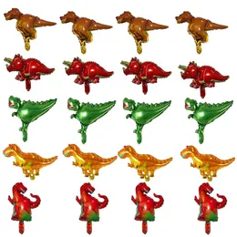 アクションおもちゃのフィギュア50pcsミニ恐竜箔バルーン誕生日テーマパーティージャングルアニマルベビーシャワーの装飾