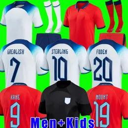 Kane Sterling Soccer Jerseys 2022 2023 Rashford Englands Sancho Grealish Mount Foden Maguire 22 23 Krajowe koszulki piłkarskie Zestaw dla dzieci