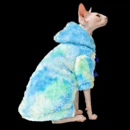 Clothing Tie Dye Kitten Outfits Autumn Winter Clothes Thickened Sphinx Cat Costume Devon Rex Hairless Cat Clothes Pet Sphynx Cat Clothes