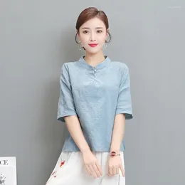 Ethnic Clothing Chinese Style Women'S Summer 2023 Hanfu Cheongsam Blouse And Top Women Tangsuit Shirt Vintage Ladies Tops 30822