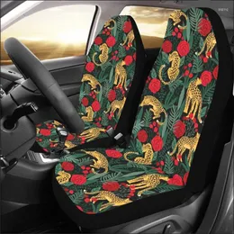 Coprisedili per auto Leopard Roses 2 pezzi Animal Print Cheetah Pattern Front SUV Protector Accessorio Decorazione