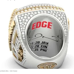 2022 2023 KC Super Bowl Team Champions Championship Ring com caixa de exibição de madeira para homens de fã de fã Greping Drop Thread Nice WW