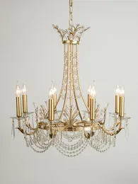 Chandeliers American Large Antique Gold Crystal Chandelier Led Pendant Lustre Lamp Living Room Dining El Project Lights & Lighting