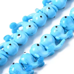 Minchas 30pcs feitas à mão azul de golfinho azul de vidro lâmpada de miçangas para joalheria fabricando brincos de bracelete solto de miçangas de miçangas