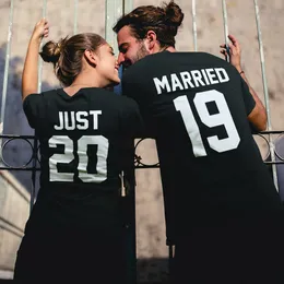 Women's T-Shirt Just Married Custom Cotton T-shirt Casual Unisex lywed Matching Couples Tshirt Funny Honeymoon Wedding Gift Tee Top For Women 230617