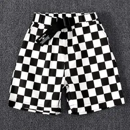 Shorts Boy Summer Short Pant Cotton Black and White Checkered Relaxed Elastic Clothes for Teens Size 4 6 8 10 12 14 pantalones 230617