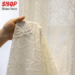 Cortinas europeias de tule branco para sala de estar, cortinas blackout bordadas, rendas, jacquard pura, sala de jantar, casamento personalizado