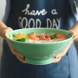 Tigelas de sopa de cereais chineses arroz de porcelana para salada e macarrão microondas máquina de lavar louça segura utensílios de mesa louça de cerâmica