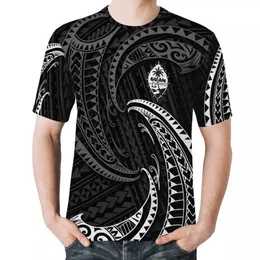 최신 하와이 스타일의 괌 이미지 디자인 폴리네시아 전통 부족 문신 디자인 패션 흑백 티셔츠 남성 저렴한 흑백 티셔츠
