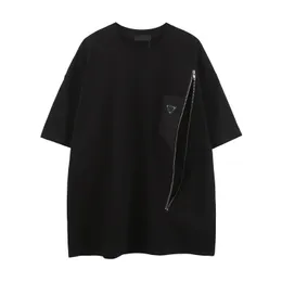 Camiseta de grife masculina camisa feminina bolsa de peito feita à mão preto e branco tamanho europeu S M L XL verão algodão puro respirável blusa de manga curta