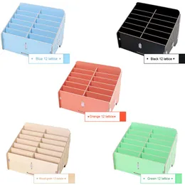 Gereedschap Multigrid Wooden Phone Storage Box Space Salvando o organizador criativo para desktop para sala de aula de escritório 12 grade