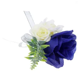 Dekorativa blommor bröllop boutonniere brudgum corsage silk blomma kunglig blå set kostym dekoration leveranspar man simulerad