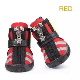 Shoes 4 Pcs/lot Small Dog Shoes Breathable Mesh Fabric Running Dog Boots with Zippers Dog Shoes Booties All Season Use
