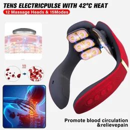 Relaxation Electric Neck Massage Instrument 12 Heads 15 Gears 12 Models Heating High Frequency Vibration Massage Hine for Neck Shoulder