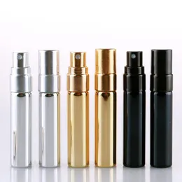 Mini frascos de vidrio Botellas de perfume 5ml Viaje Recargable Atomizador vacío portátil Oro Plata Negro Botella de spray de perfume Sensq