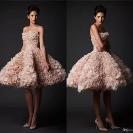 Krikor Jabotian Vintage Vintage Dresses Littrapless Knee Lene Orvice Bridal Donshs Tulle A-Line Plus Size Blush Wedding Dress3123