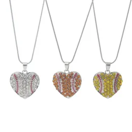 Diamond Heart Pendant Necklace Party Favor Creative Softball Pendants Peach Heart Necklaces Fashion