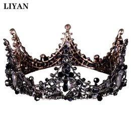 Klipsy do włosów Barrettes Liyan Vintage Baroque Black Crown Gothic Tiaras Korony Kryształowa Królowa Królowa HEDPIETA BIZJA AKCESORIA WEDOWE 230619