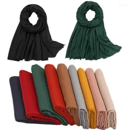 Scarves Solid Color Muslim Hijab Headscarf Shawls Islamic Turban Headwrap Arab Shayla Malaysia Headwear Women Pashmina Accessories