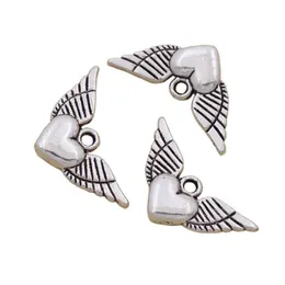Angel Heart Wings Spacer Charm Beads Pingentes 200 pçs lote Antique Silver Liga Handmade Jóias Descobertas Componentes DIY L189244Z