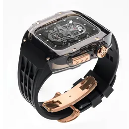 AP Mod Kit Transparent polykarbonatfodral för Apple Watch Ultra 49mm Series 8 7 6 5 4 SE Butterfly Buckle Silicone Band