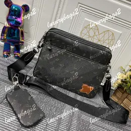 Mężczyźni Messenger Bag Damier Spray 3d Pochette Trio Męskie torba Crossbody 11 Kolory M46340 M45320 M69443 MĘŻCZYZN TORBY 25 CM Kwiaty Pielone Body Cross Oryginalne skórzane torebki