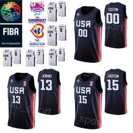 Print 2023 Puchar Świata USA koszykówka Anthony Edwards Jersey Austin Reaves Brandon Ingram Mikal Bridges Bobby Portis 24 Walker Kessler 2 Cameron John Jalen