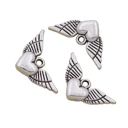 Angel Heart Wings Spacer Charm Beads Pingentes 200 pçs lote Antique Silver Alloy Handmade Jewelry Findings Components DIY L189275a