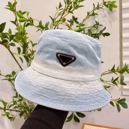 Designer Tie-Dyed Denim Fisherman Caps Bucket Hats For Mens Womens Luxury Wide Brim Summer Beach Holiday Getaway Bomull