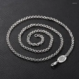 Chains S925 Sterling Silver Necklace Double Ring O-word Vintage Fashion Neutral Everything Up Choker Couple Jewelry