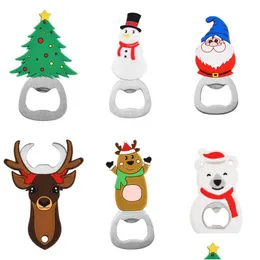 Openers Portable Christmas Bottle Opener Stainless Steel Snowman Xmas Tree Bear Deer Santa Shaped Gift Kitchen Tool Drop Delivery Ho Dhmg9