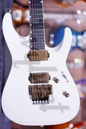 Custom Ltd Electric Guitar Lvybest M-II CTM FR白いソリッドエボニーフィンガーボードメープルネックアルダーボディゴールドパーツ