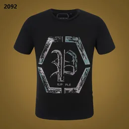 Yeni stil Phillip Sade Erkekler Tişörtler Tasarımcı PP Kafatası Elmas T Shirt Kısa Kollu Dolar Brown Bear Bear Tee Yüksek Kalite Kafatası Tişörtleri P2092