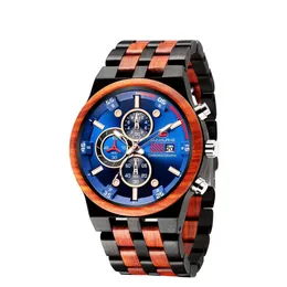 Herrenuhr Holz 48mm Uhr Herrenuhr Business Luxus Stoppuhr Farbe Optional Vollholz verstellbare Armbänder245U