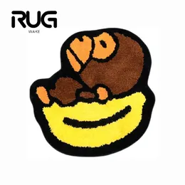 Rugwake Monkey Moon Moon Rug Bap 카펫 원숭이 깔개 두꺼운 카펫 거실 침실 바닥 매트 장식 귀여운 매트