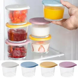 Storage Bottles Practical Food Container Stackable Clear Glass Round Meal Prep Visible Kitchen Supplies