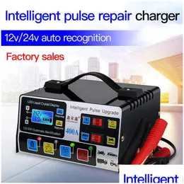 Other Auto Electronics 12V24V 220W Car Battery Charger Fly Matic High Frequency Intelligent Pse Repair Lcd Display Power Drop Delive Dhxwb