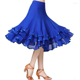 Abbigliamento da palcoscenico Costume da ballo per donna Flamenco Valzer Gonna da ballo da ballo Pratica classica a strati 360 gradi Grande altalena Spagna Gonne