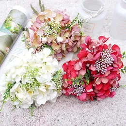Mazzo di fiori secchi di ortensia lilla Decorazioni autunnali fatte a mano in stile arachidi per la casa, matrimonio, festa di fiori artificiali da sposa