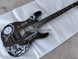 Ltd KH-2 OUIJA Black Kirk Hammett توقيع الغيتار الكهربائي Floyd Rose Tremolo Bridge Pickups EMG النشط