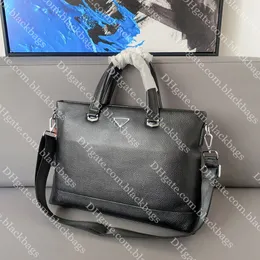 Men Leather Briefcase Designer Laptop Bag Black Triangle Computer Bag Solid Color Square Mens Handbag Shoulder Bags