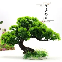 装飾水族館の装飾品シミュレーション植物水槽造園プラスチック製の水の花の木の岩アクセサリー230619