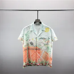 2# Luxury Designer Shirts Mens Fashion Geometric Print Bowling Shirt Hawaii Floral Casual Shirts Men Slim Fit Short Sleeve Variety M-XXXL# 01