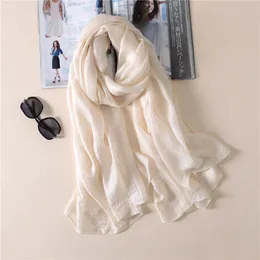 Scarves Luxury Brand Women Fashion Scarf Plain Solid Silk Linen Shawls Scarves Summer Lady Bandanas Pashmina Foulard Hijab 180*90Cm 230619