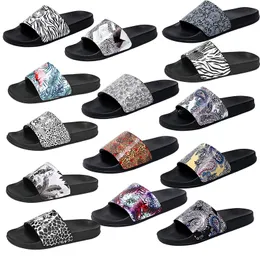 Luxury Designer Pantofola Uomo Gomma Antiscivolo Floreale Sandalo Slide Nero Bianco Scarpe da spiaggia stampate con animali Pantofole antiscivolo da esterno per la casa Taglia 38-46