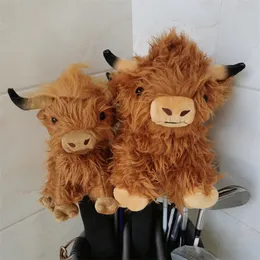 Andra golfprodukter Highland Cow Golf Wood Headcover Long Hair Bull Golf Driver Fairway Woods Head täcker 230617