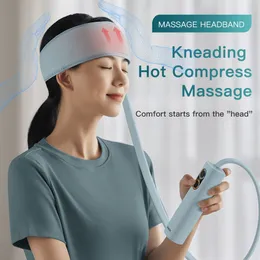 Head Massager Electric Air Pressure Heating Headband Kneading Airbag Massage Belt Scalp Deep Headache Pain Relief 230619