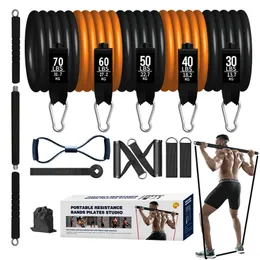 Resistance Bands Fitness Stick Elastic Latex Pull Rope Pilates Bar Set Bodybuilding Exercise Muscle Training Workout 230617