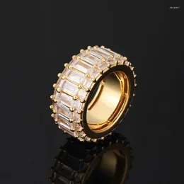 Cluster Rings Funmode Hip Hop Cubic Zircon Pave Wedding Party For Women Baguette Finger Ring Anelli Donna Wholesale FR91